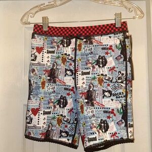 Athletic Graphic Print Women's Shorts - Blue Multi